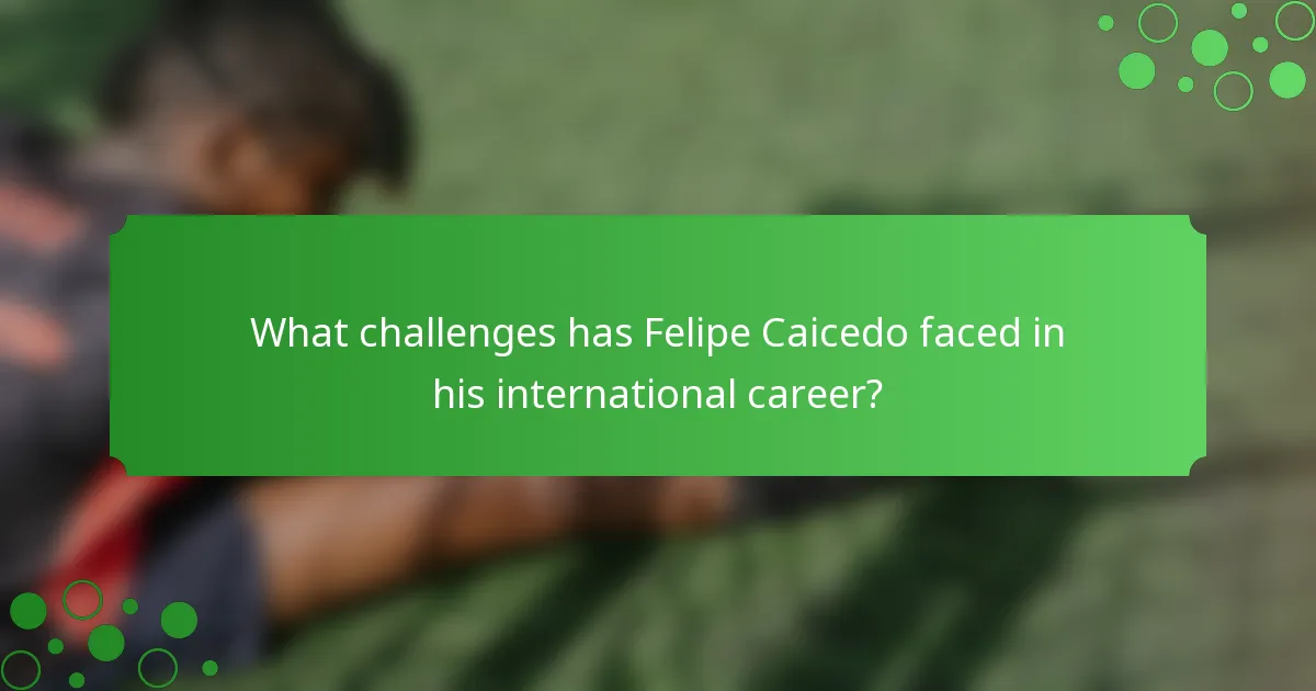 What challenges has Felipe Caicedo faced in his international career?
