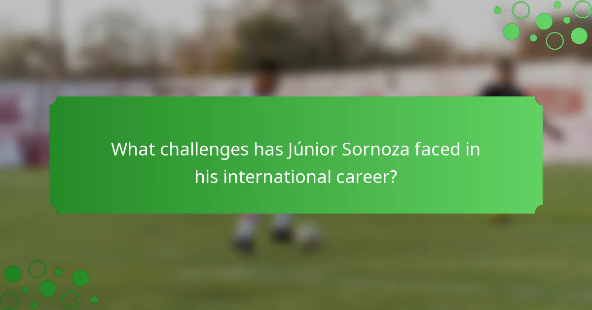 What challenges has Júnior Sornoza faced in his international career?