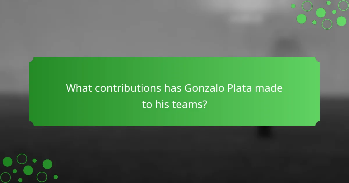 What contributions has Gonzalo Plata made to his teams?