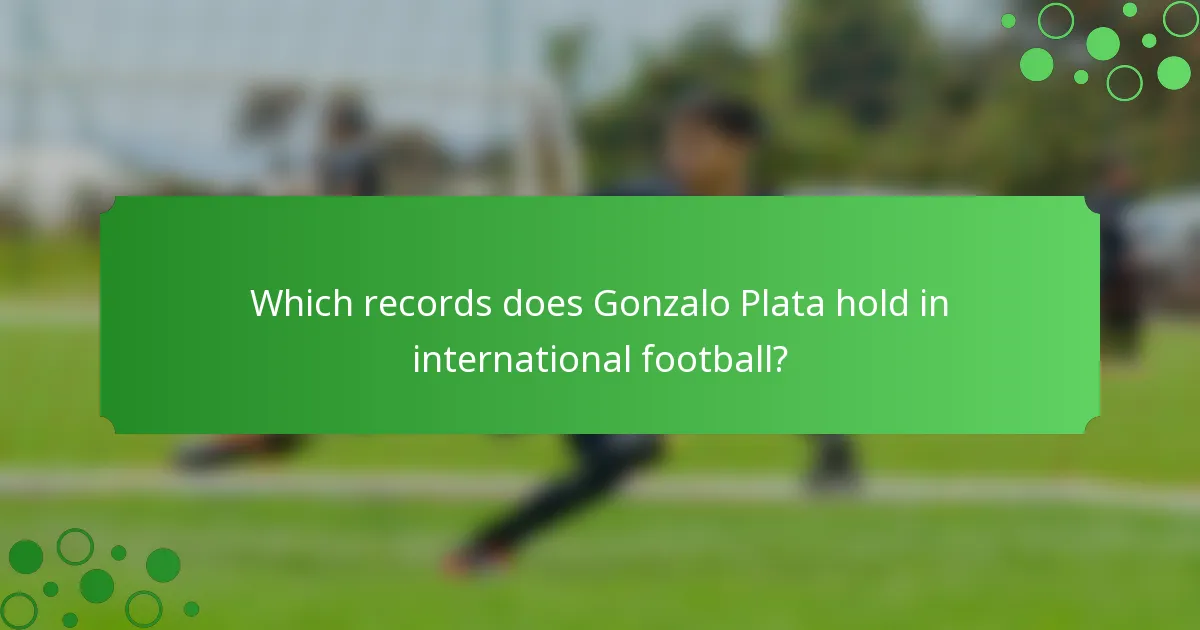 Which records does Gonzalo Plata hold in international football?