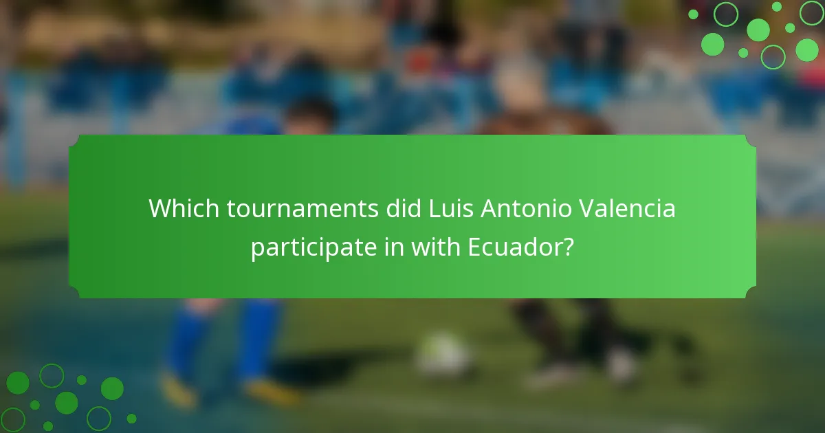 Which tournaments did Luis Antonio Valencia participate in with Ecuador?